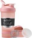 BlenderBottle Shaker Bottle med Pill Organizer och lagring för proteinpulver, klassisk V2 ProStak System, 22-Ounce, Rose Pink