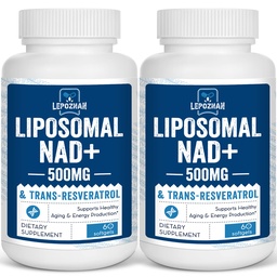 Liposomal NAD + 500 mg + Trans-Resveratrol 300 mg, Superior Absorption, True NAD Supplement Efficient Than NMN,Nicotinamide Riboside för Cellular Energy Metabolism & DNA Repair, Healthy Aging,120 Softgels