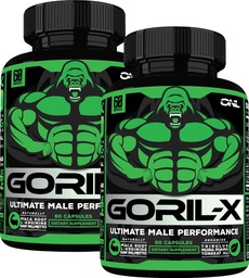 Testosteron Booster Supplement för män - Goril X Workout Male Enhancing Pills 1000mg - Öka storlek, styrka och energi - med Horny Goat Weed, Tongkat Ali & Tribulus Terrestris - 60 kapslar (2pk)