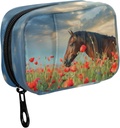 Fustylead Mane Horse i vall blomma fält och Sky Pill Organizer Case med Zipper 2 gånger per dag för vitamin och tillägg, 7 dagars researrangörsmedicinska fall