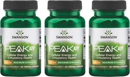 Swanson Maximum Strength Peak ATP-Natural Supplement Främja Cellular Energy Support-Supports Physical Performance och främjar hälsosamt blodflöde Support-(30 Veggie Capsules, 400mg Varje) 3 Pack