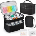 Medicine Organizer Bag, Double Layers Pill Bottle Storage med 120 Pill Pouch Travel Baggies, Portable Medicine Storage Bag för piller, vitaminer, medicinska förnödenheter för hemlagring, första hjälpen