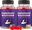 NutraChamps (Pack of 2 Melatonin Gummies for Adults, Extra Strength Sleep Aid Vitamins, 5mg or 10mg Dose, Vegan Natural Strawberry Flavor Supplement for Better Sleep, 120 Gummies