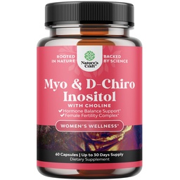 Myo-Inositol & D-Chiro Inositol Supplement för kvinnor - Choline Supplement för att reglera menstruationscykel, fertilitet och hormonbalans - Kvinnohormonbalanskapslar med Myo & D-Chiro - 60 kapslar