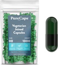 Purecaps USA - Empty Gelatin Pill Capsules Size 00| 1000 Joined Pills | Chlorophyll Colored | Non-GMO Certified | SLS, Gluten, Preservative Free