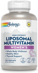 SOLARAY Liposomal Multivitamin för kvinnor, förbättrad absorption, hög styrka w / järn, vitamin D, vitamin C, B12, Biotin, Q10, immunstöd, benhälsa, Vegan, 60 portioner, 120 VegCaps