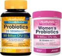 NewRhythm Gut & Feminine Health Bundle, Probiotics 50 Billion CFU & Women's Probiotics 70 Billion CFU, Daily Gut Health & Feminine Care, 90 Capsules Total (Pack of 2)