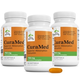 Terry Naturligt CuraMed 750 mg - Antioxidant Supplement för hjärn- och hjärthälsa - Tillägg med hög styrka Curcumin Complex - Njure, Lever & Immunhälsa Support - 120 Softgels (Pack of 3)
