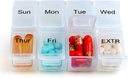 Veckovis Travel Pill Organizer Case för handväska med borttagbar 7 Day Box, Fashionable Pill Container för medicin, vitamin, tillägg