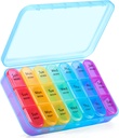 ASprink Pil Box 3 gånger om dagen, Weekly Pill Organizer 3 gånger om dagen - Daily Pill Box 7 Day Medicine Organizer, Large Pill Case, Travel Pill Organizer (Blue)