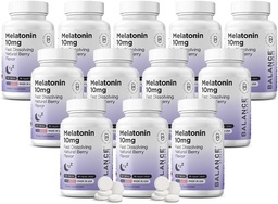 Balancebreens Melatonin 10mg Fast-Dissolve, 120 tabletter - Natursömnhjälp för Restful Nights, Drug-Free Support för avkoppling och lugn