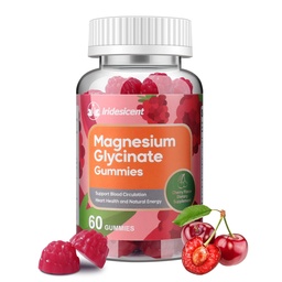 Magnesium Glycinate Gummies 400mg, Sugar Free Magnesium Supplement w / Ashwagandha, Zink, Vegan Magnesium Glycinate Supplement för vuxna - 60 Cherry Gummies