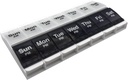 EZY DOSE Push Button (7-Day) Pill Case, Medicine Planner, Vitamin Organizer, 2 gånger om dagen AM / PM Container, X-Large Compartments, Arthritis Friendly, Effortless Open, Clear Lids, Blue / White, BPA Free
