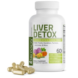 Bronson Liver Detox Advanced Detox & Cleansing Formula stöder hälsolivsfunktion med mjölk Thistle, Dandelion Extract, Turmeric, Artichoke Leaf & More, Non-GMO, 60 Vegetarian Capsules