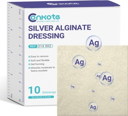 Conkote Silver Alginate Wound Dressing Pads 2 "x 2", 10 Pack, Non-Stick Padding Ag Patches, Högt Absorbent för tryck Ulcer, Bed Sore och Diabetic Foot Ulcer