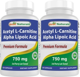 Bästa Naturals Acetyl L-Carnitine och Alpha Lipoic Acid 750 mg 120 kapslar (120 greve av 2)