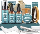 Beard Kit, Beard Grooming Kit för Män W/Straight Razor, 2 PACK Beard Oil, Wash, Balm, Brush, Comb, Scissors Mens födelsedag julklappar för Män Boyfriend Husband Beard Trimming Shaving Kit