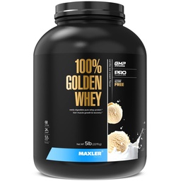 Maxler 100% Golden Whey Protein - 24g Protein per servering - Premium Whey Protein Powder för Pre Post Workout - Fast-Absorbing Whey Concentrate, Isolate & Hydrolysate Blend - Vanilla Ice Cream 5 lb