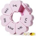 MOLN HYMY Large Weekly Pill Organizer, Girly Pill Box 7 Day, Purple Pink Daily Vitamin Holder för fiskolja / Medicin / tillägg