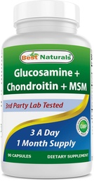 Bästa Naturals, Glukosamin Chondroitin MSM Supplements, 2600 mg per portion, 90 kapslar (90 greve av 1))