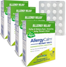 Boiron AllergyCalm Tablets 240 greve, lättnad från allergier och Hay Fever Symptom på Sneezing, Runny Nose, Itchy Eyes, Throat, Allergy Calm Tabs (Formerly RhinAllergy) (Pack av 4 60ct Boxes)