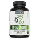 Zhou Total Greens - Super Greens Supplements, Daily Veggie Pills, Superfood Tabs, Vegetable Supplements for Adults, Vitamin Tablets, Source of Vitamin A, Vegan - 120 Tablets