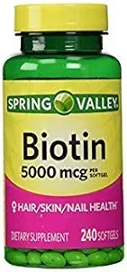 Spring Valley - Biotin 5000 mcg, 240 Softgels av Spring Valley