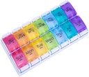 7 Dag AM PM Pill Organizer, Moisture-Proof Design och stora kompartement för att hålla vitaminer, fiskolja, tillägg, veckovis Pill Box / kasser, daglig medicin Dispenser (14 Compartments No Alarm)