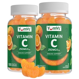 YumVs Vitamin C Gummies for Adults - 250 mg Orange smaksatt vitamin C Gummy - Vitamin C Chewable Immune Gummies for Adults - Immune Support Supplement - Kosher, Halal, Gluten Free (200 greve), 2 Pack