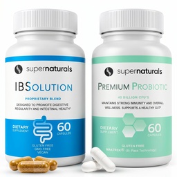 IBSolution Gut Health Bundle - All Natural Gut Health Support & Premium Probiotika w / 40 miljarder CFU för stöd av oregelbundna tarmar, uppblåsthet, förstoppning, gas, buksmärta - 2 Pack (120 Caps)