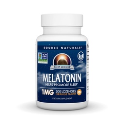 Källa Naturals Melatonin, hjälper till att främja sömn * - 1 mg - 200 Orange smaksatta Lozenges
