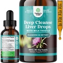 Deep Liver Cleanse, Detox & Repair med mjölk Thistle Liquid Drops - Liver Detox Liquid Artichoke Extract med Dandelion Leaf, Ginger & Turmeric Curcumin för Immunity & Daily Cleanse - 2Fl OZ