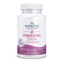 Nordic Naturals Prenatal DHA, Unflavored - 90 Soft Gels - 830 mg Omega-3 + 400 IU Vitamin D3 - Stöder hjärnutveckling hos barn under graviditet och aktning - Icke-GMO - 45 portioner