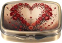Dynippy Pill Case Pill Box med Mirror Retro Pocket 2 Compartment Medicine Case Vitamin Pill Organizer för Pocket Purse and Travel (Retro-Rose Heart Wreath)