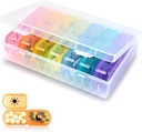 2-Times a Day Pill Organizer - Stor 7-dagars Pill Case - Food Grade Material - Hög volym, Borttagbar, Travel-Friendly Design - Perfekt Pill Holder för tillägg, vitaminer och mediciner
