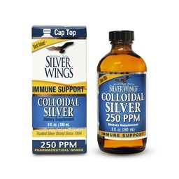 Natural Path Silver Wings Colloidal Silver Liquid - Förbättrad Immun Support Supplement - 250ppm (1250mcg) - 8oz