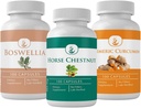 PURE ORIGINAL INGREDIENTS Horse Chestnut, Boswellia, and Turmeric Capsule Bundle, 100 Capsules Each, Always Pure, No Addittives or Fillers