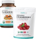Turmeric & Cranberry Powder (3-Month Supply) Berry Turmeric Blend Bundle of Organic Turmeric Curcumin with Black Pepper & Ginger (120 Caps) & Organic Cranberry Concentrate Powder Extract (100 Scoop)