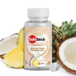 SaltStick Electrolyte FastChews - 60 Coconut Pineapple Chewable Electrolytes - Salt tabletter för körning och hydrering, Electrolyte Chews - 60 Count