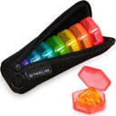 Small Pill Box, 7 Packs Travel Pill Case med Bag, Mini Pill Organizer för Pocket Purse, Daily Portable Medicine Vitamin Box, Fish Oil Box, Supplement Box