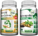 GreeNatr Premium Bundle för Holistic Well-Being: Organic Ashwagandha Capsules, med Black Pepper för Stress Relief, Plus Ginseng + Ginkgo Biloba tabletter, en traditionell energi Booster.