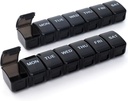 2 Packs Small Weekly Pill Organizer, Pocket Daily Pill Case Pill Box för Pills/Vitamin/Fish Oil/Supplements (Black)