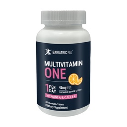 BariatricPal Multivitamin ONE 1 per dag! Bariatric Multivitamin Chewable med 45 mg järn | Orange Citrus | Vitamin för bariatriska kirurgipatienter | 30 greve (1 månads leverans)