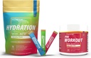 Sugar Free Hydration Powder Packets Variety - 15 Stick Packs & PreWorkout Powder with ACV | Heat, Exercise, Travel, Daily Hydration + Superfood Energy & All-Natural Nitric Oxide Booster Plus Caffeine