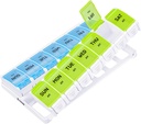 AUVON Weekly Pill Organizer 2 Times a Day Arthritis Friendly with Spring Open Design, BPA Free 7 Day AM PM Pill Box Case med stora separata kompartement för att hålla 9 fiskoljor, tillägg, medicinering