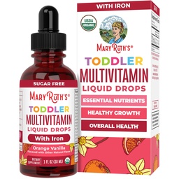 MaryRuth Organics CoComelon Toddler Kids Multivitamin med järn | Immune Support | Toddler Vitaminer | USDA Organic | Sugar Free | Multivitamin Liquid Drops för barn Ålder 1-3 | Vegan | 1 Fl Oz