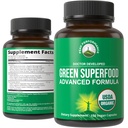 Organiska Super Greens 150 kapslar - Grön Juice Superfood Supplement med 25 naturliga organiska ingredienser. Max Energy och Detox Super Food Pills med Spirulina, Spinach, Kale, Gurkmeja, Probiotika