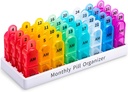 Pill Organizer Månadsvis 2 gånger om dagen, 30 dagars Pill Organizer AM PM, en månad Pill Box Organizer med unik handdesign, 31 Day Travel Midicine Pill Cases Hålla sig till vitamin, kosttillskott och mediciner