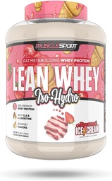 Musclesport Lean Whey RevolutionTM Protein Powder - Whey Protein Isolate - Low Calorie, Low Carb, Low Fat, Incredible Flavors - 25g Protein per Scoop - 5lb Strawberry Creme
