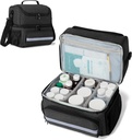 CURMIO Medicine Storage Bag, Double Layers Pill Bottle Organizer med inre Dividers för medicinering, vitaminer, receptbelagda flaskor, medicinska förnödenheter, svart (patentdesign)